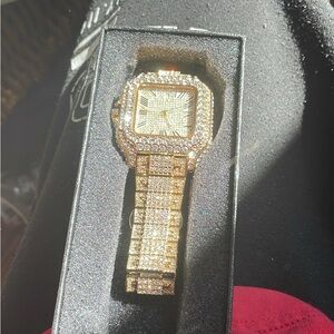 Gold and Silver Crystal-Embellished Watch Cartier